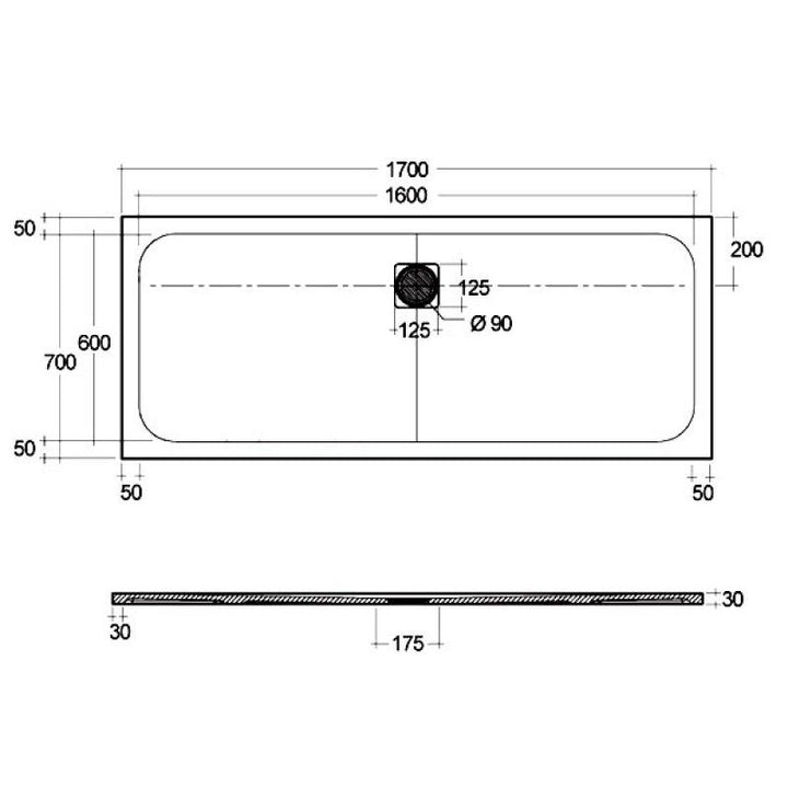 RAK Ceramics Feeling 1700 x 700mm Rectangular Shower Tray