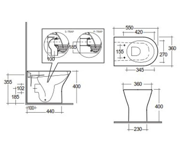 RAK Ceramics Feeling Rimless Back To Wall Toilet & Seat In Matt White