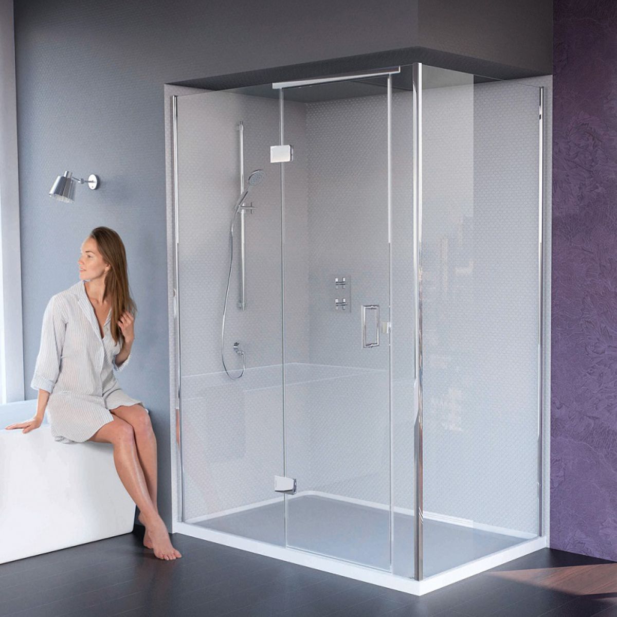 Matki New Illusion Hinged Door Shower Enclosure With Integrated Tray