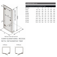 Matki New Illusion Hinged Recess Shower Door With Integrated Tray