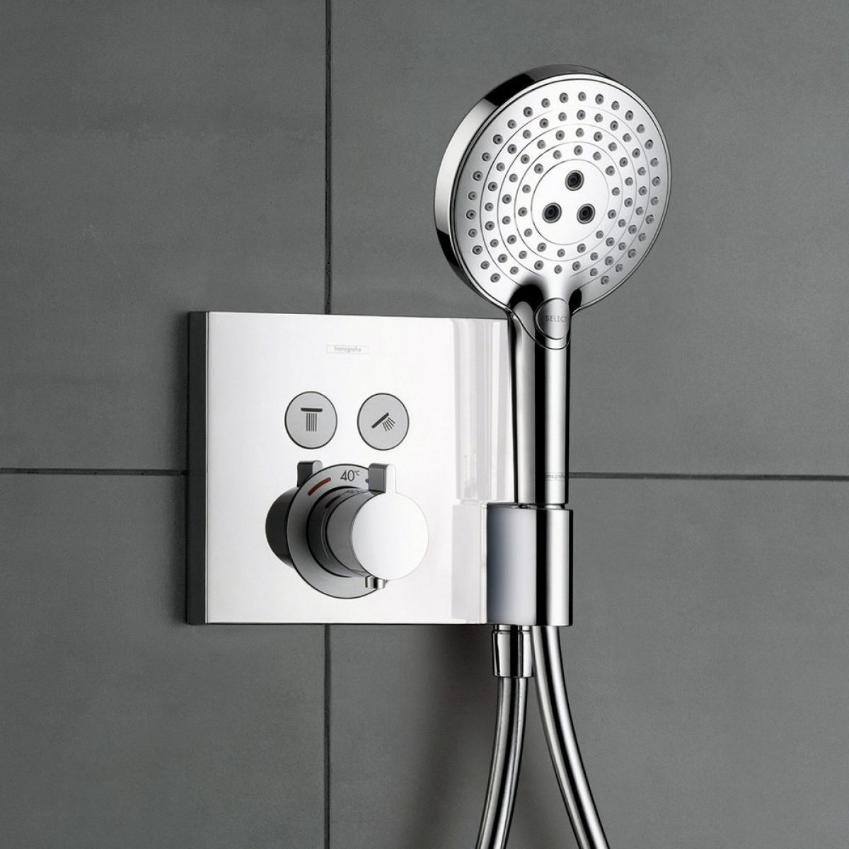 Hansgrohe ShowerSelect 2 Outlet Thermostatic Mixer With Shower Support