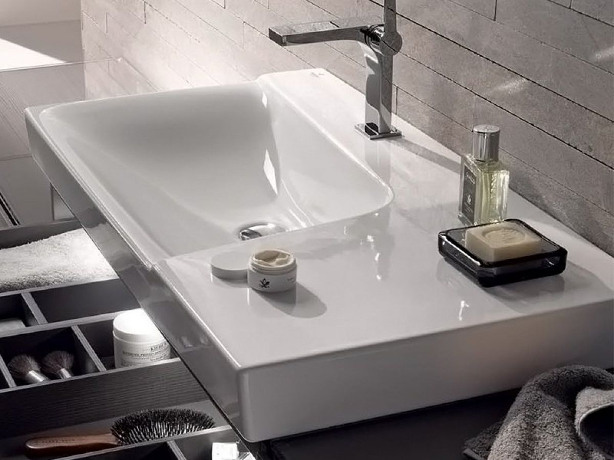 Geberit Xeno2 Offset 900mm Washbasin With Shelf Surface