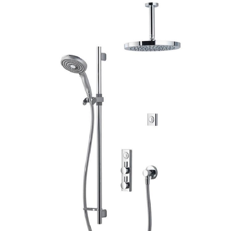 Aqualisa HiQu Dual Outlet Digital Smart Shower With 250mm Round Head & Slide Rail Kit