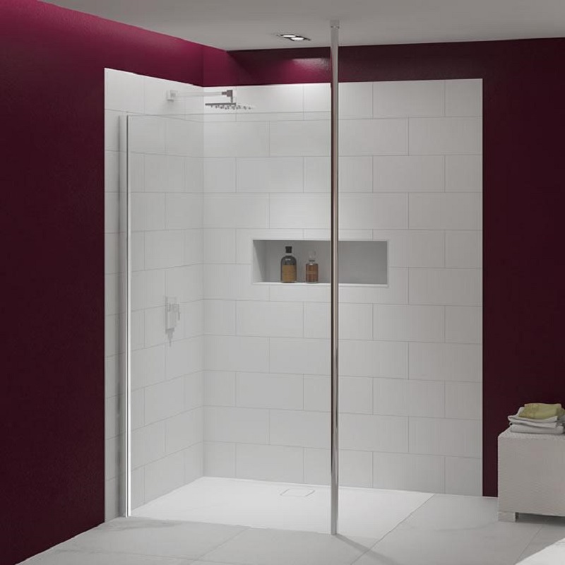 Merlyn 8 Series Shower Wall With Vertical Post