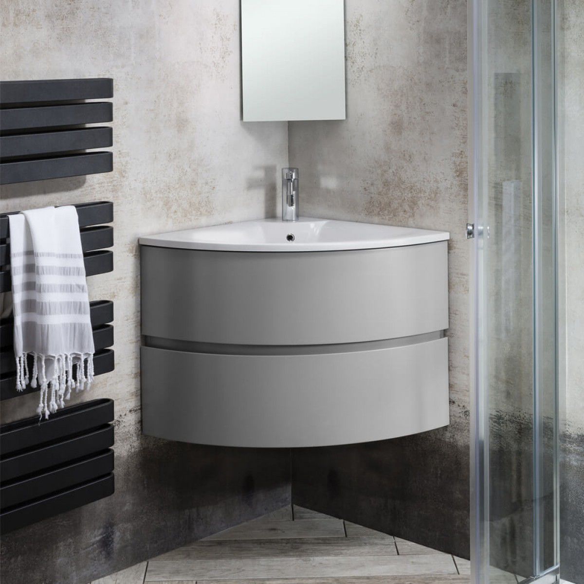 Crosswater Svelte Corner Unit With Mineral Marble Basin