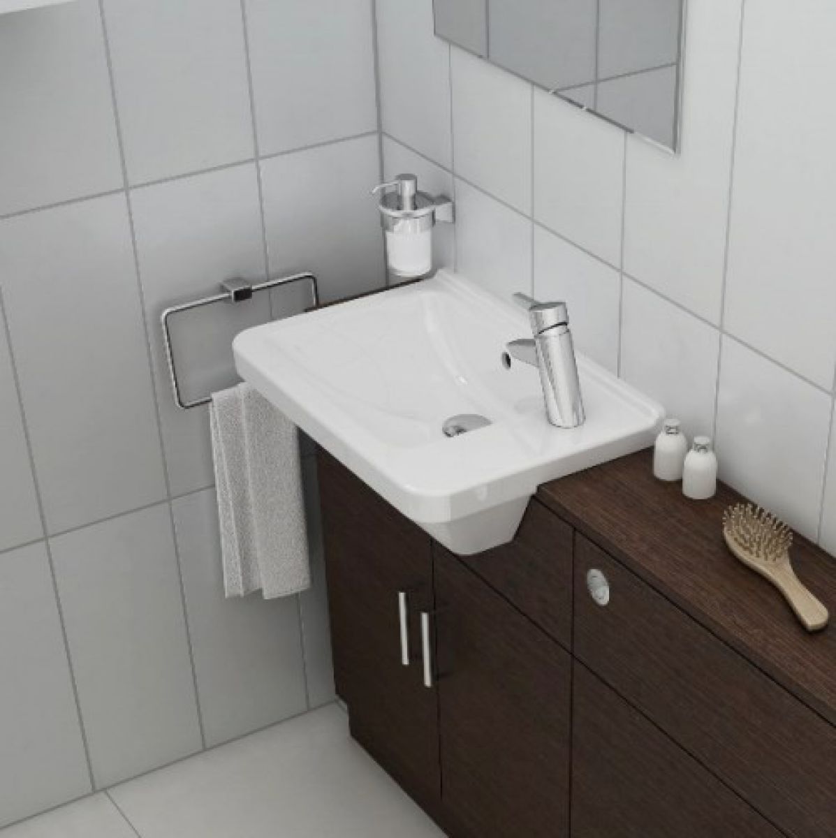 Vitra S50 Compact Square Semi Recessed Washbasin
