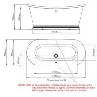 BC Designs 1700mm Acrylic Freestanding Boat Bath