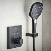 Hansgrohe ShowerSelect Square Shower Set with 300 Overhead and Handshower in Matt Black - 88102087