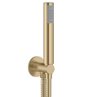 Crosswater MPRO Brushed Brass Wall Outlet with Hose & Handset Bracket
