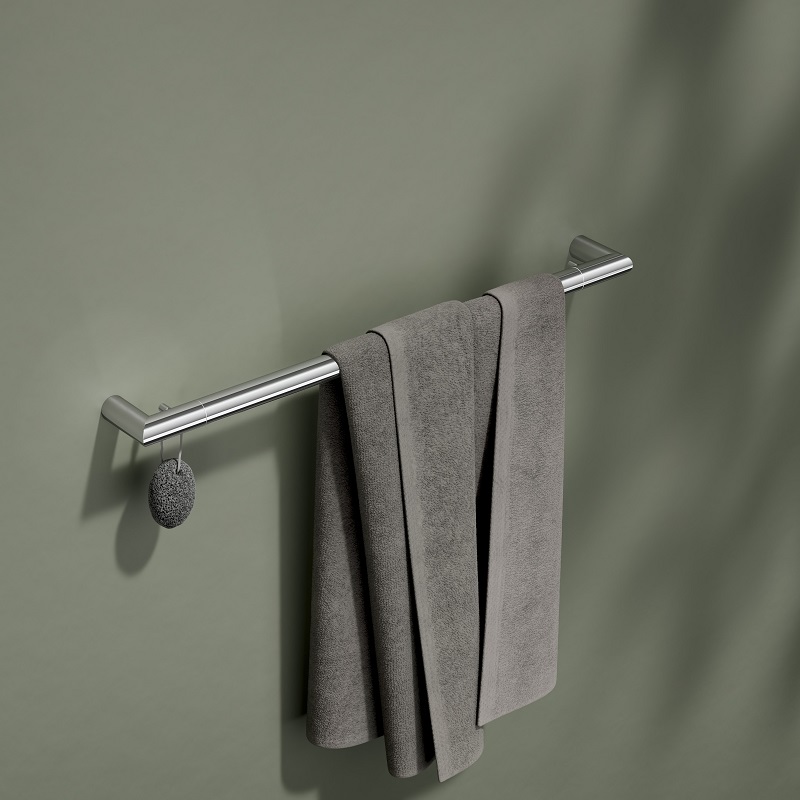 Keuco Reva Bath Towel Rail with Integrated Hook - Chrome