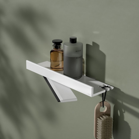Keuco Reva Shower Shelf with Integrated Glass Wiper - White