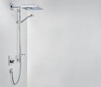 Hansgrohe Square Select Valve with Raindance 300 Overhead Shower and Select Rail Kit