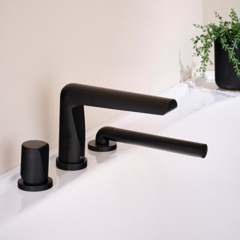 Riobel Parabola Deck Mounted Bath Shower Mixer In Black