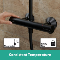 Hansgrohe Vernis Blend Showerpipe 200 1Jet EcoSmart With Thermostat In Black