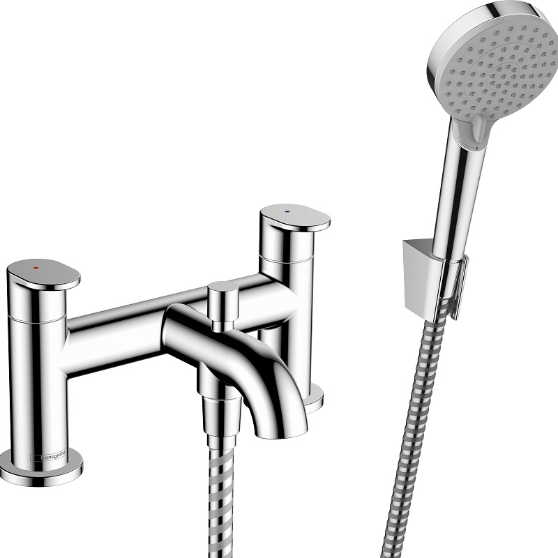 Hansgrohe Vernis Blend 2-hole Rim Mounted Bath Mixer With Diverter Valve And Vernis Blend Hand Shower Vario