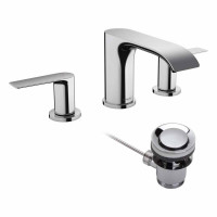 Hansgrohe Vivenis 3 Hole Basin Mixer 90 With Pop-Up Waste Set In Chrome - 75033000
