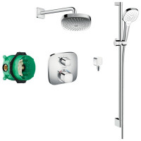 Hansgrohe Soft Cube Valve with Croma Select (180) Overhead and Rail Kit Chrome