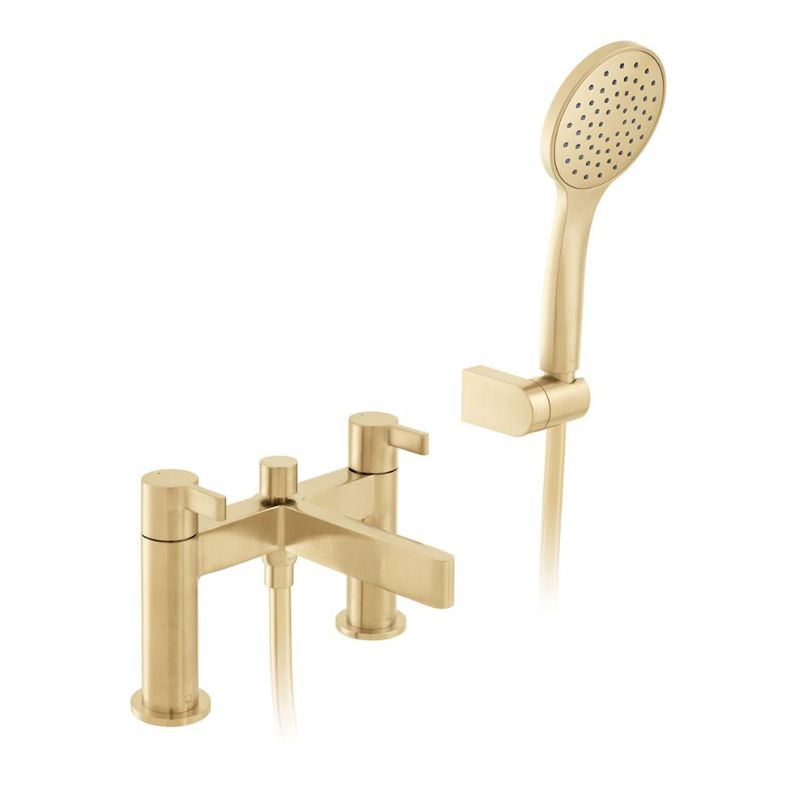 Vado Edit Bath Mixer Tap With Shower Kit In Brushed Gold